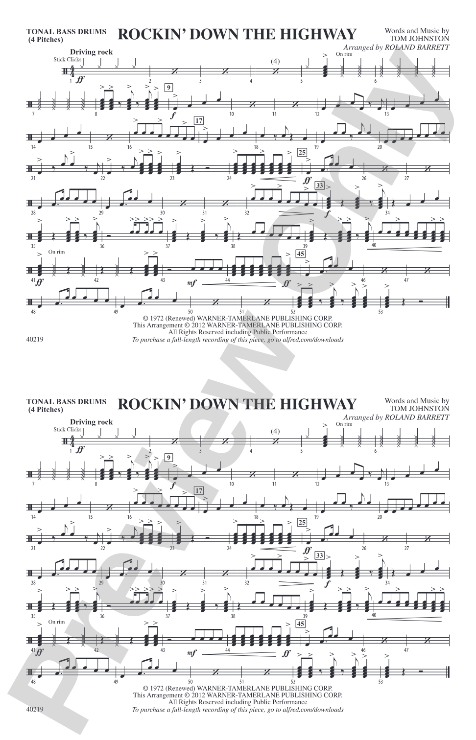 Rockin' Down the Highway: Tonal Bass Drum