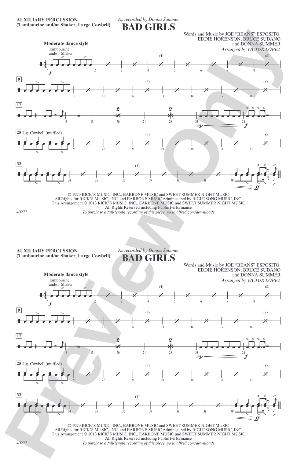 Bad Girls: Auxiliary Percussion