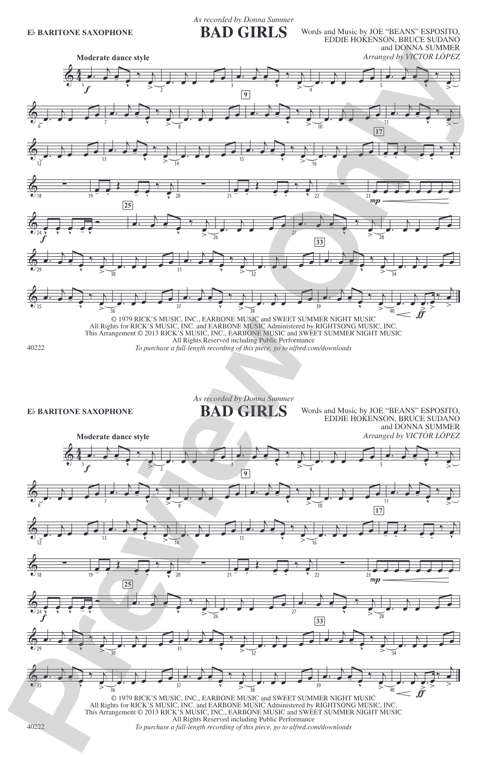 Bad Girls: E-flat Baritone Saxophone