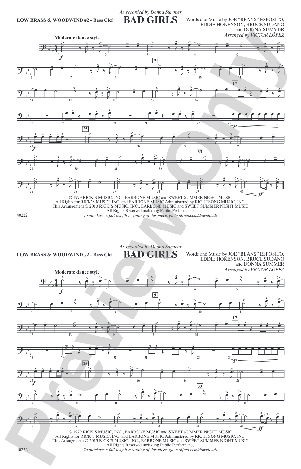 Bad Girls: Low Brass & Woodwinds #2 - Bass Clef
