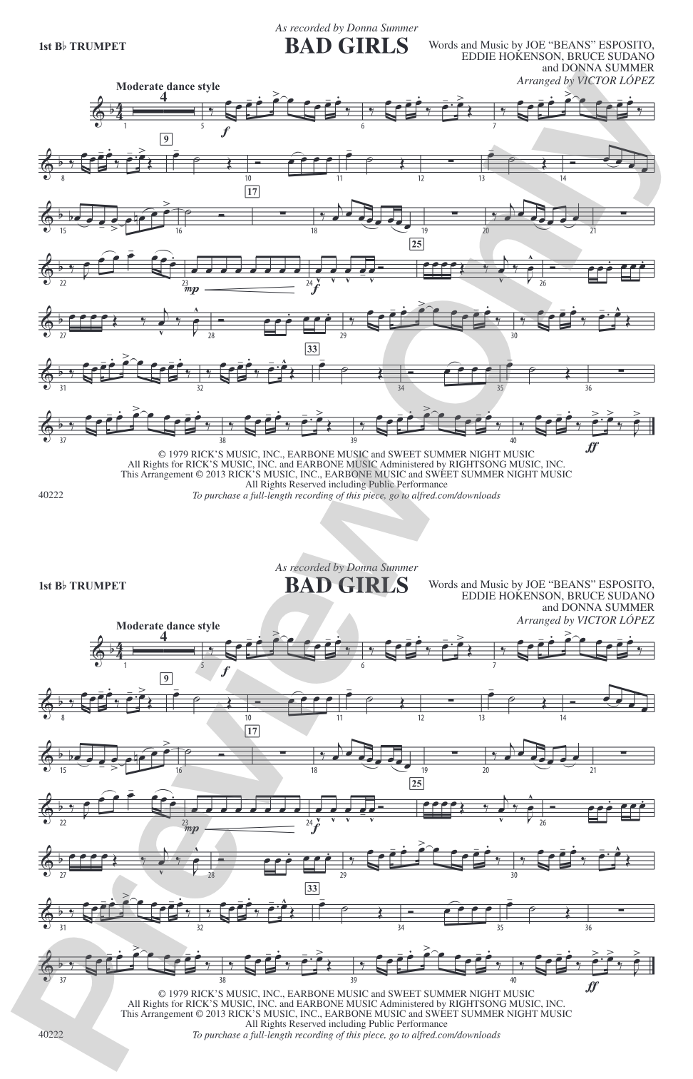 Bad Girls: 1st B-flat Trumpet