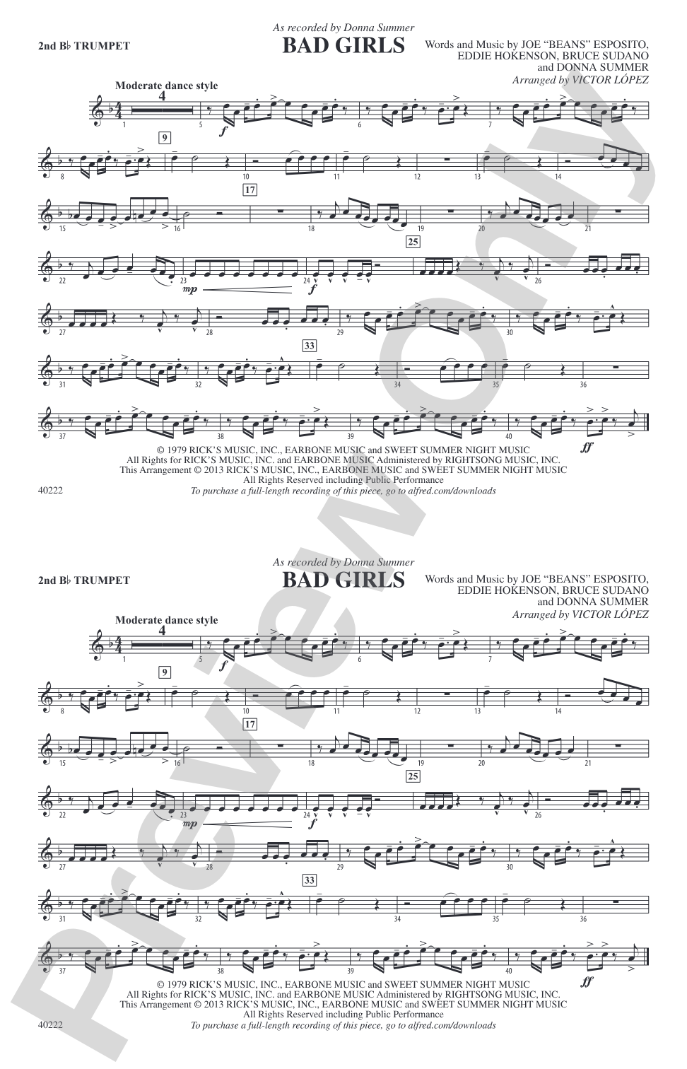 Bad Girls: 2nd B-flat Trumpet