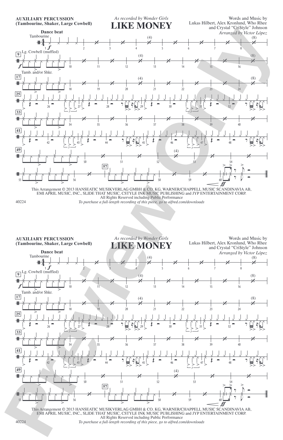 Like Money: Auxiliary Percussion
