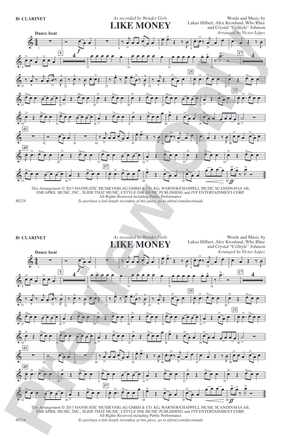 Like Money: 1st B-flat Clarinet