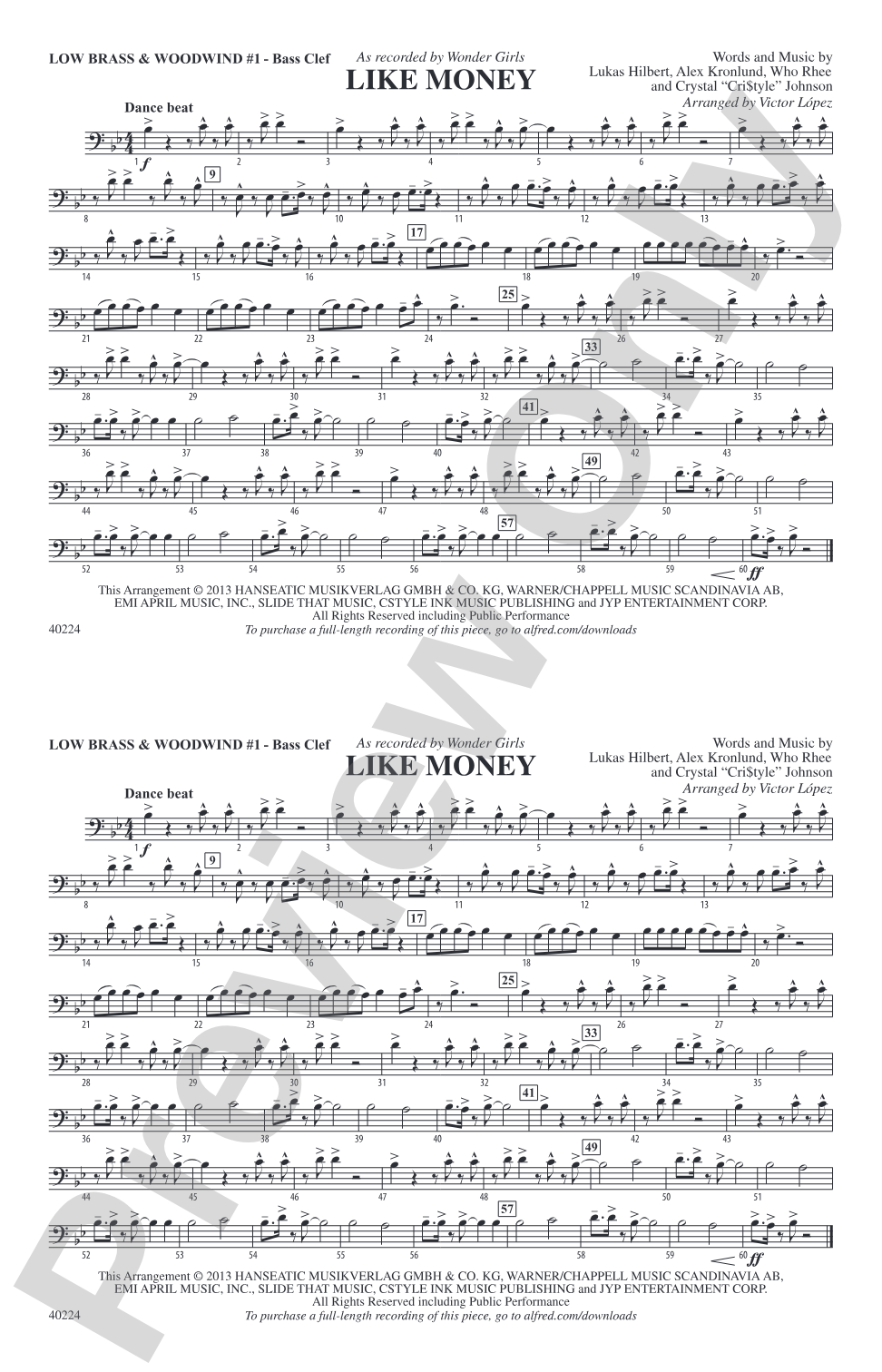 Like Money: Low Brass & Woodwinds #1 - Bass Clef