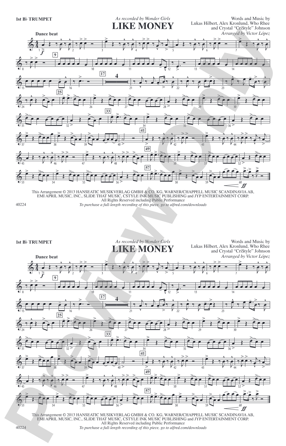 Like Money: 1st B-flat Trumpet