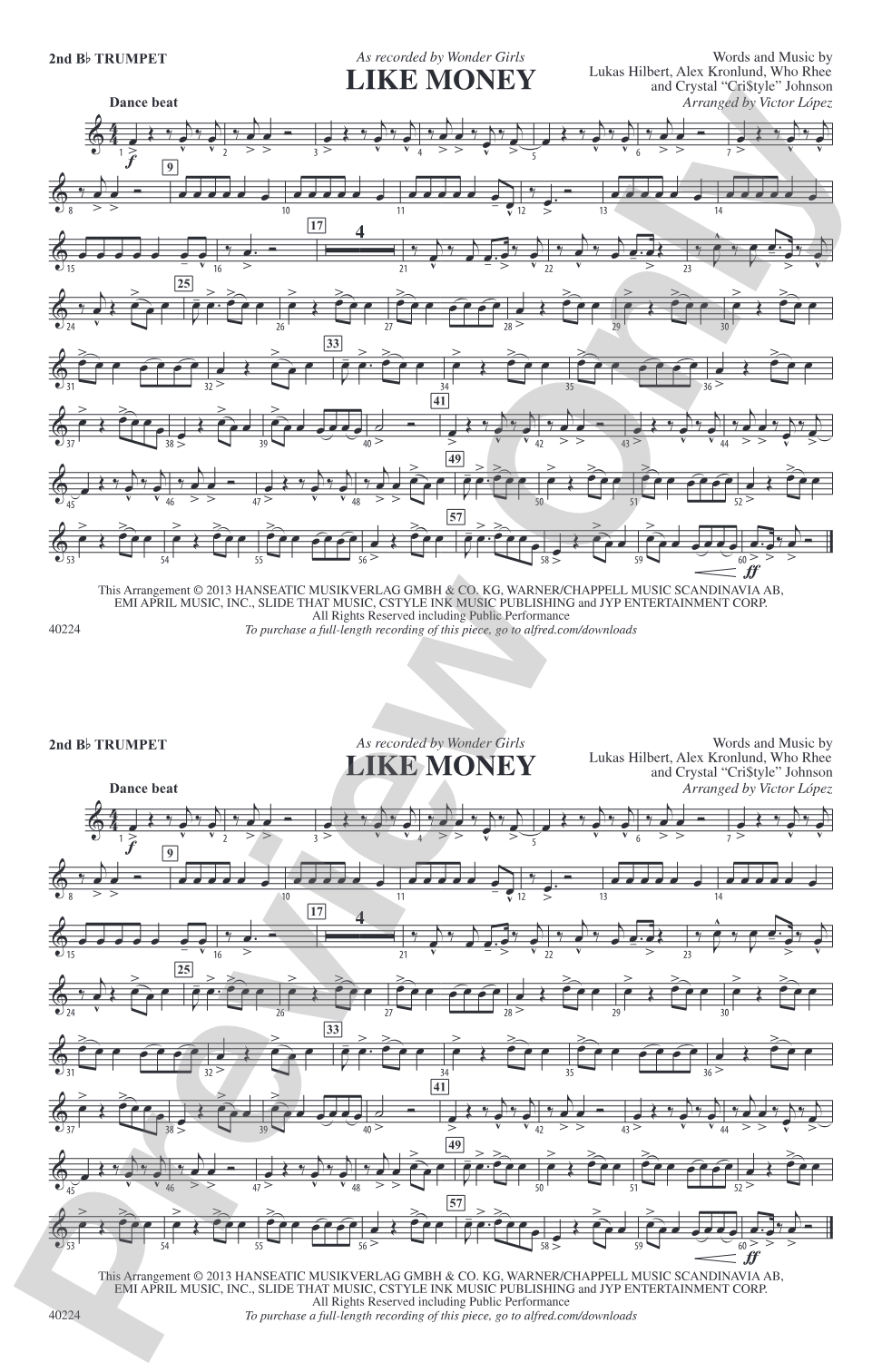 Like Money: 2nd B-flat Trumpet