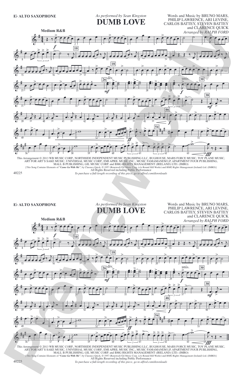 Dumb Love: E-flat Alto Saxophone