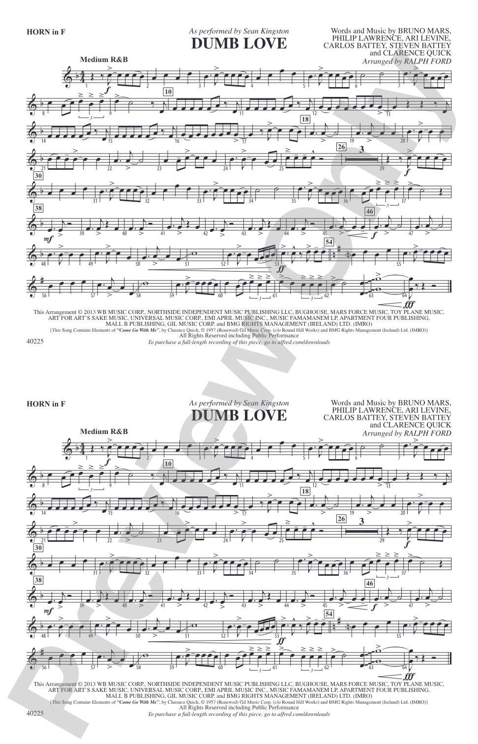 Dumb Love: 1st F Horn