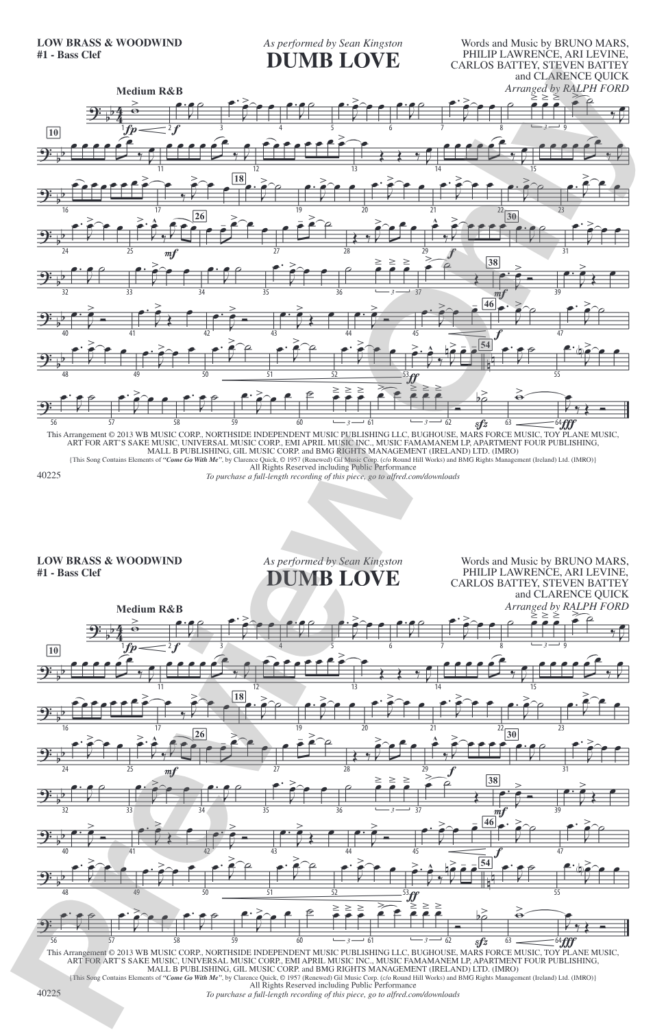 Dumb Love: Low Brass & Woodwinds #1 - Bass Clef