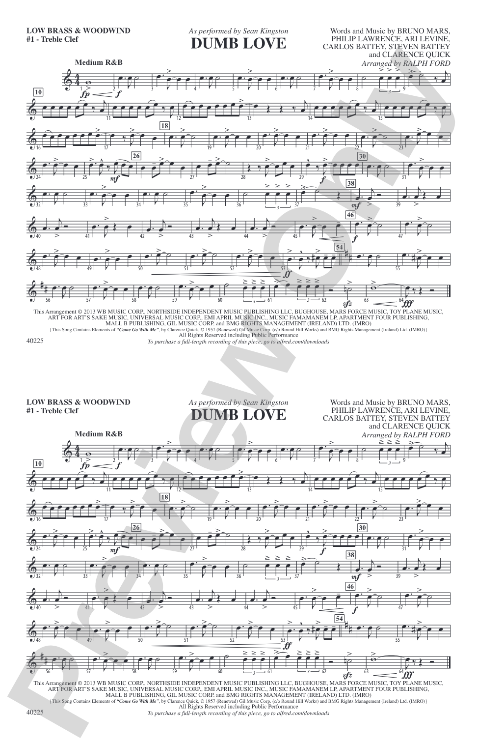 Dumb Love: Low Brass & Woodwinds #1 - Treble Clef