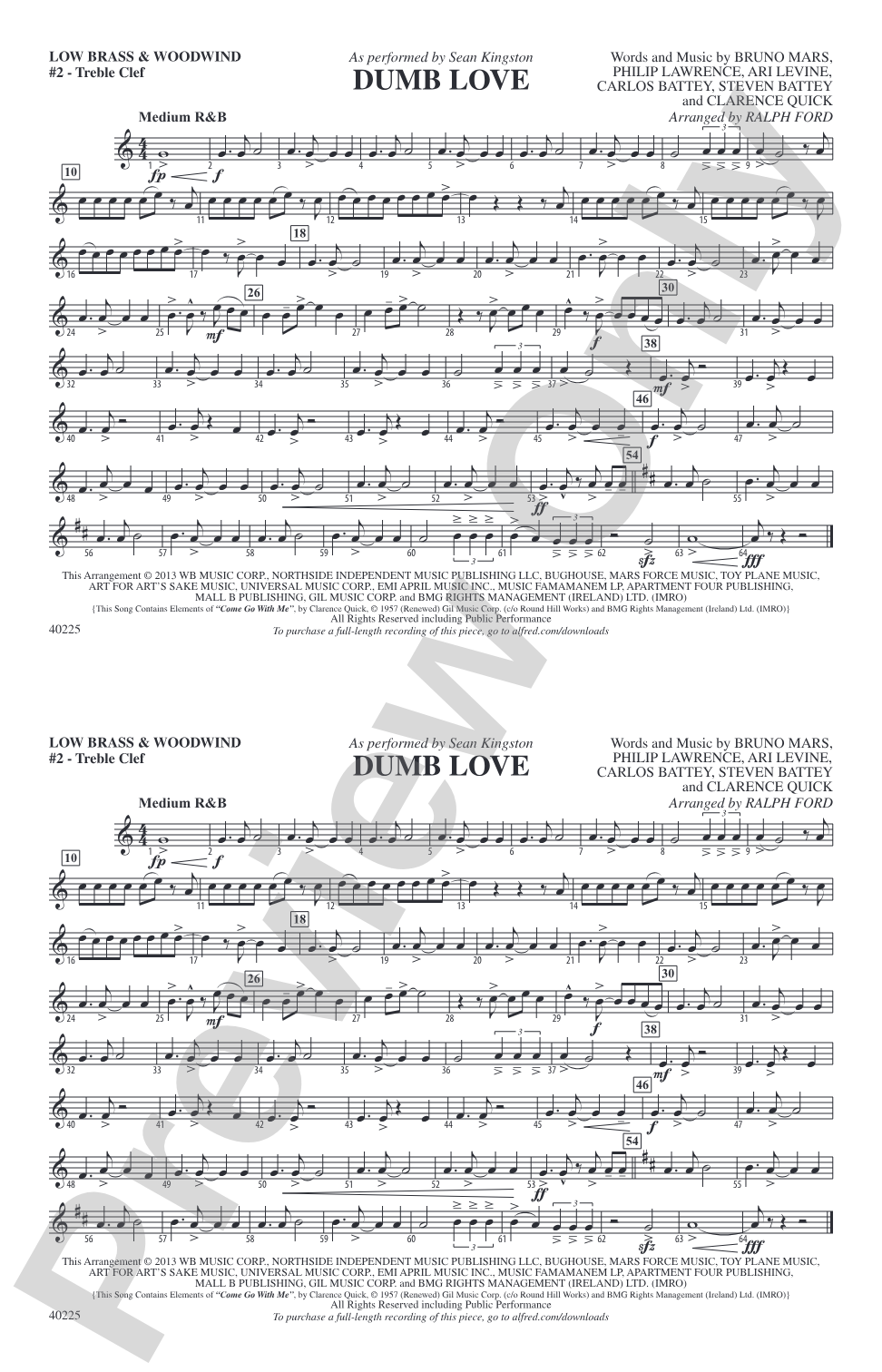 Dumb Love: Low Brass & Woodwinds #2 - Treble Clef
