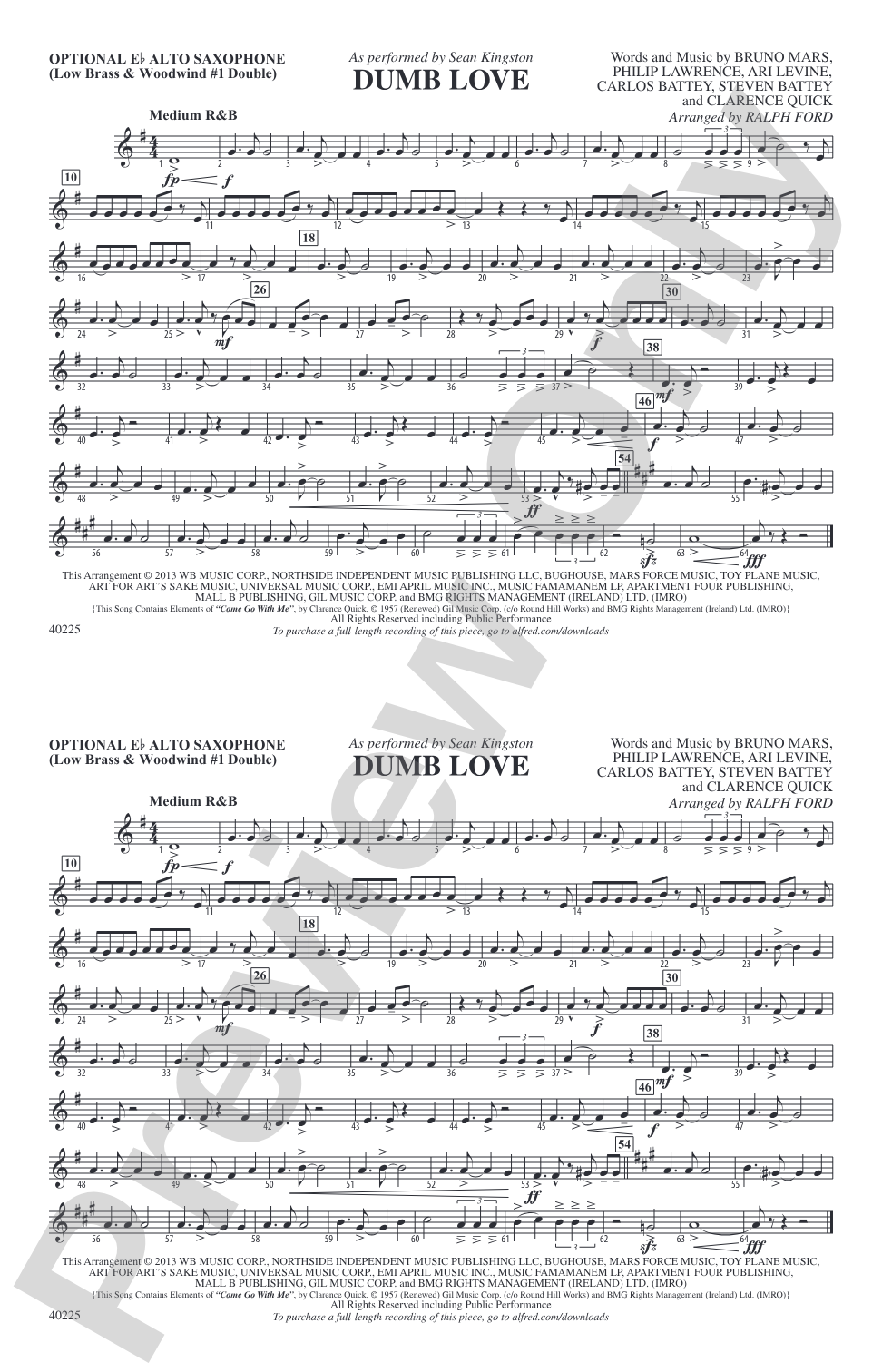 Dumb Love: Optional Alto Sax