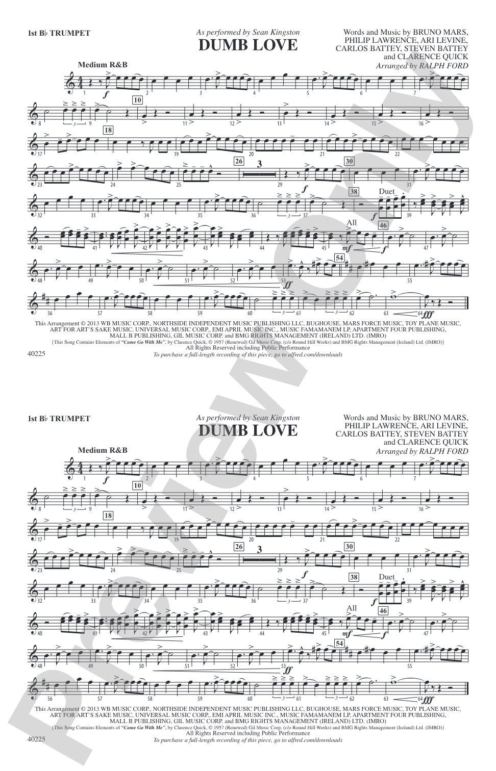 Dumb Love: 1st B-flat Trumpet