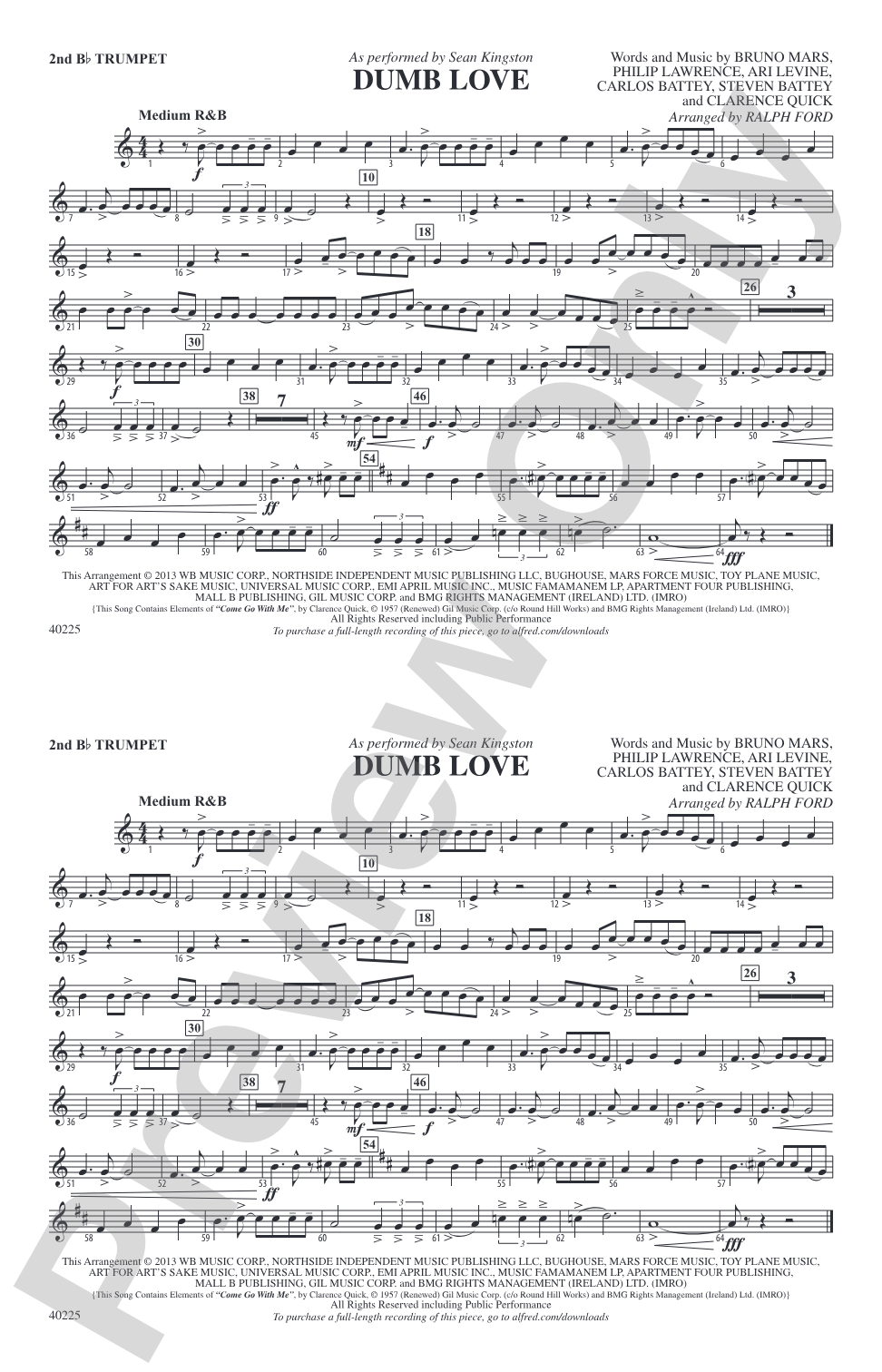 Dumb Love: 2nd B-flat Trumpet
