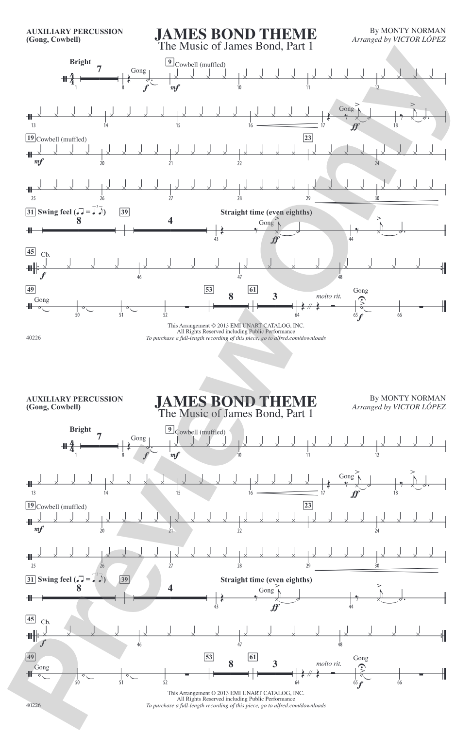 James Bond Theme: Auxiliary Percussion