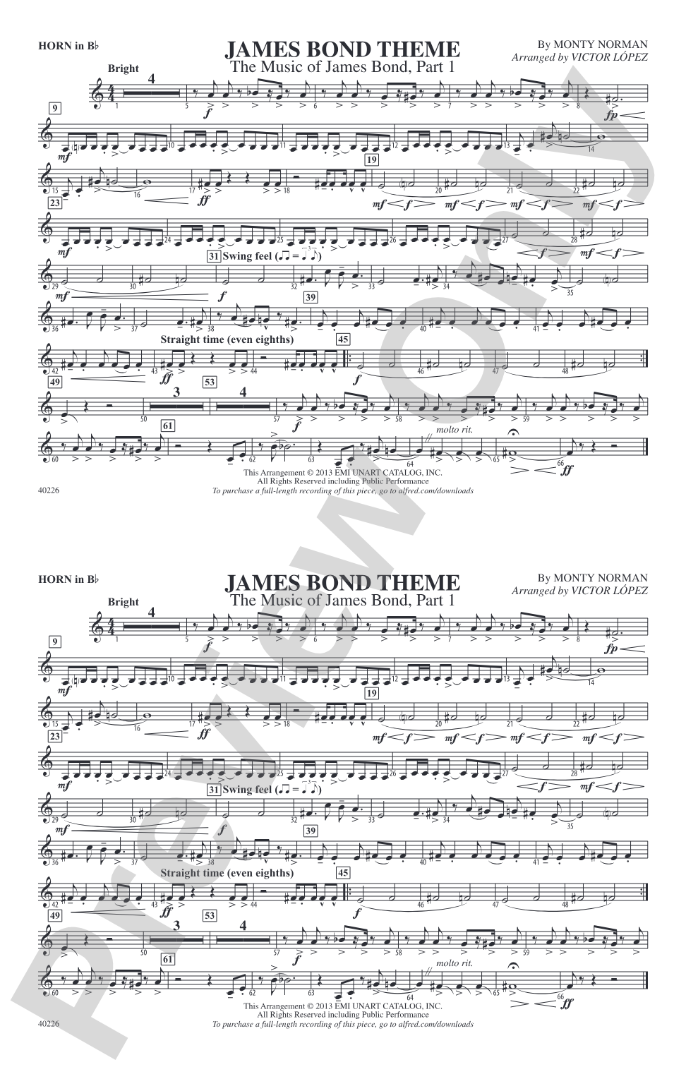 James Bond Theme: Horn in B flat