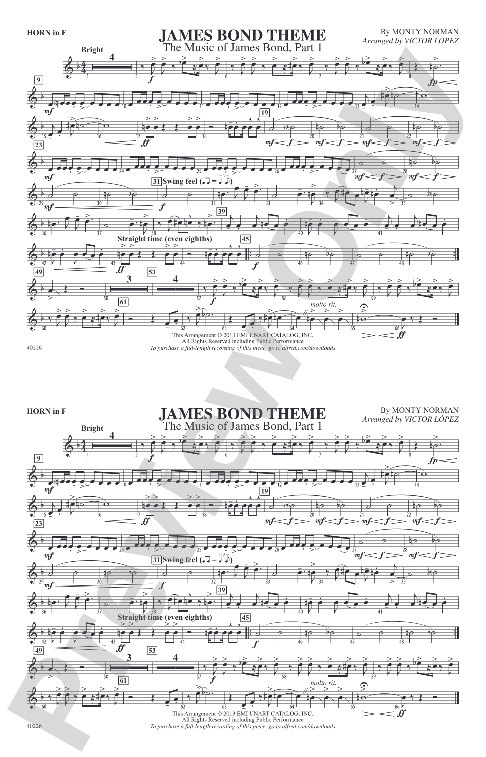 James Bond Theme: 1st F Horn