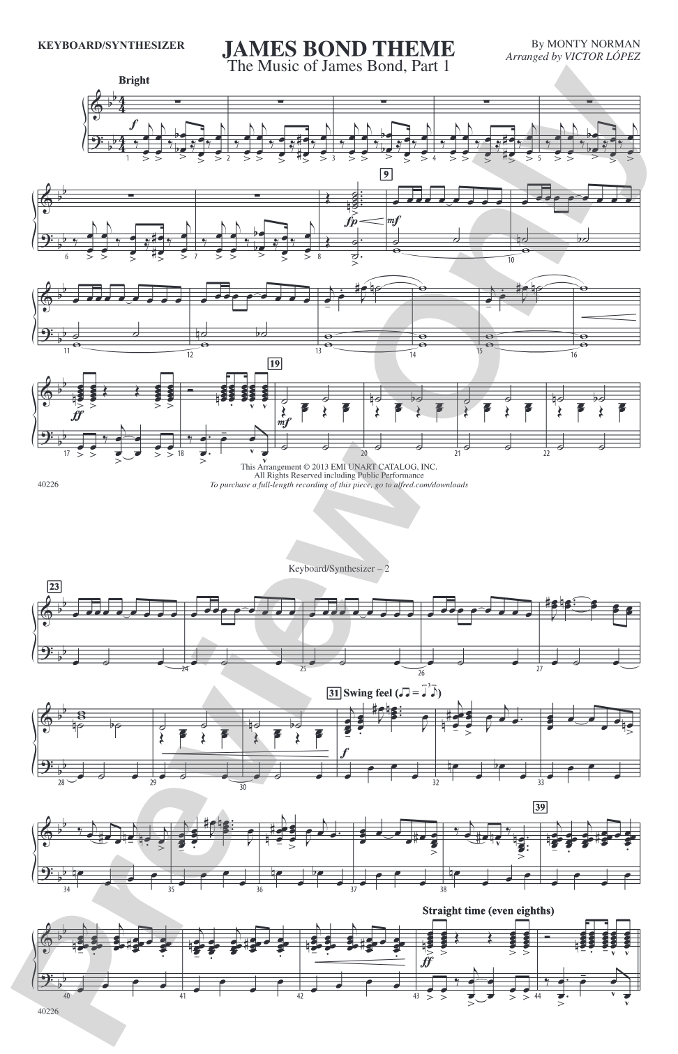 James Bond Theme: Keyboard/Synthesizer