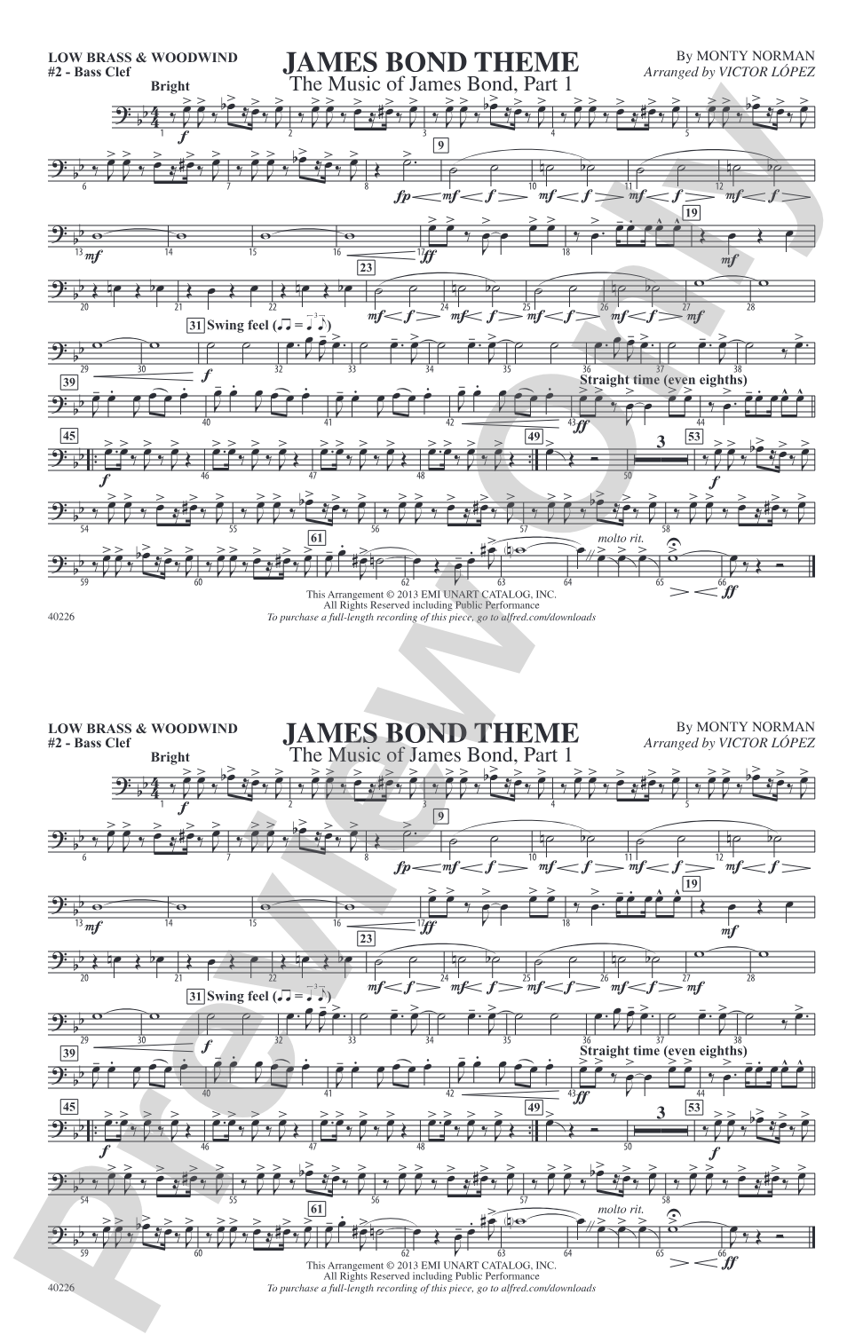 James Bond Theme: Low Brass & Woodwinds #2 - Bass Clef