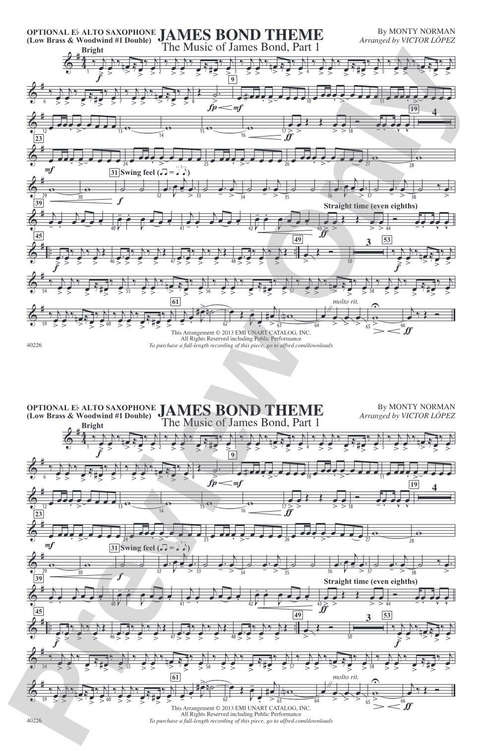 James Bond Theme: Optional Alto Sax