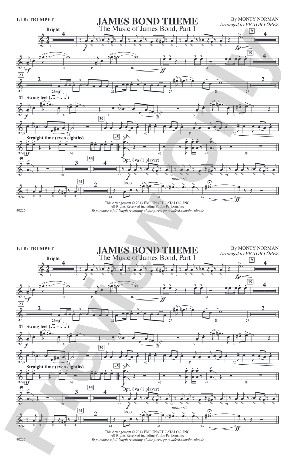 James Bond Theme: 1st B-flat Trumpet