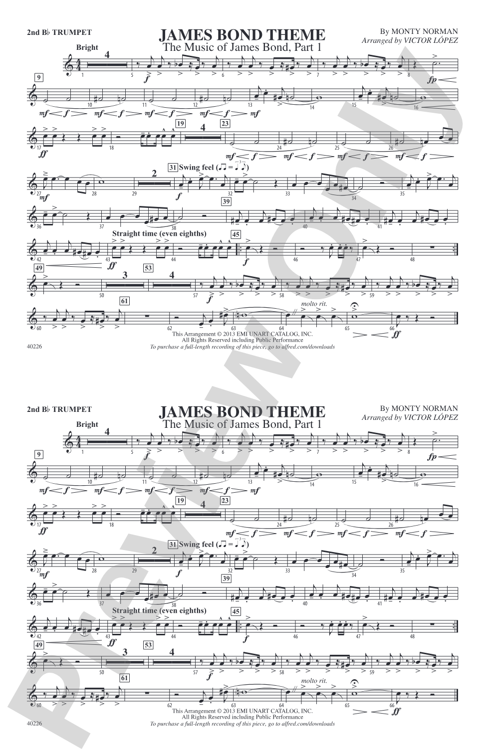 James Bond Theme: 2nd B-flat Trumpet