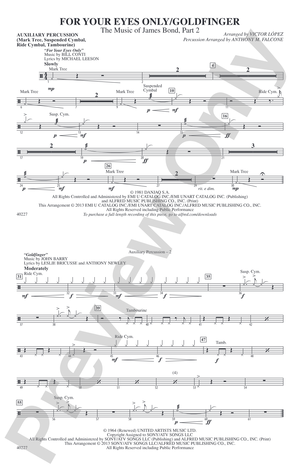 For Your Eyes Only / Goldfinger: Auxiliary Percussion