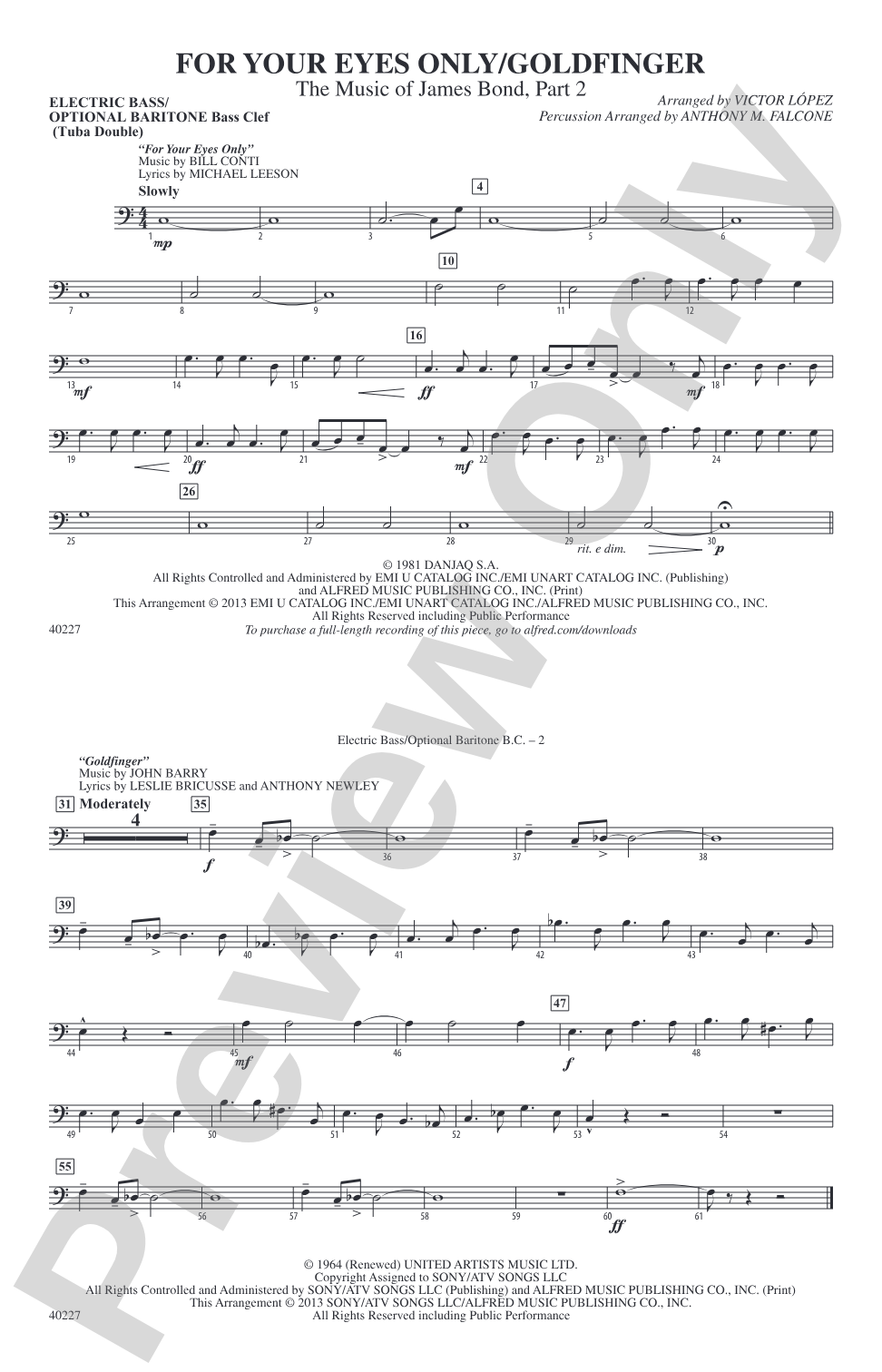 For Your Eyes Only / Goldfinger: Electric Bass