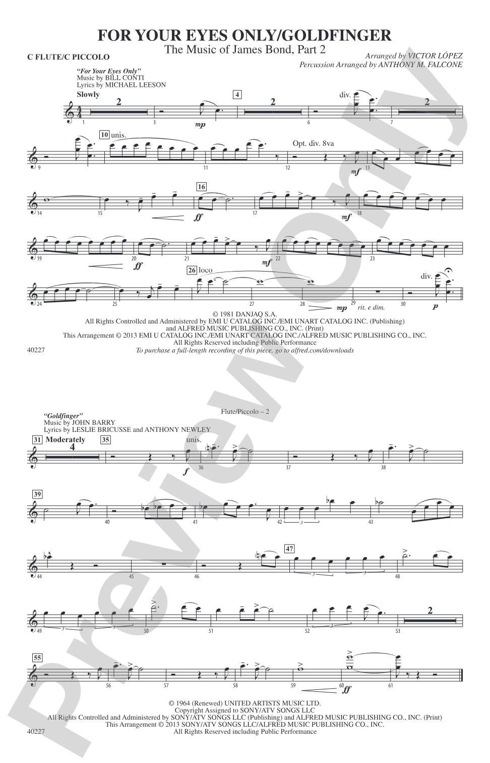 For Your Eyes Only / Goldfinger: Flute