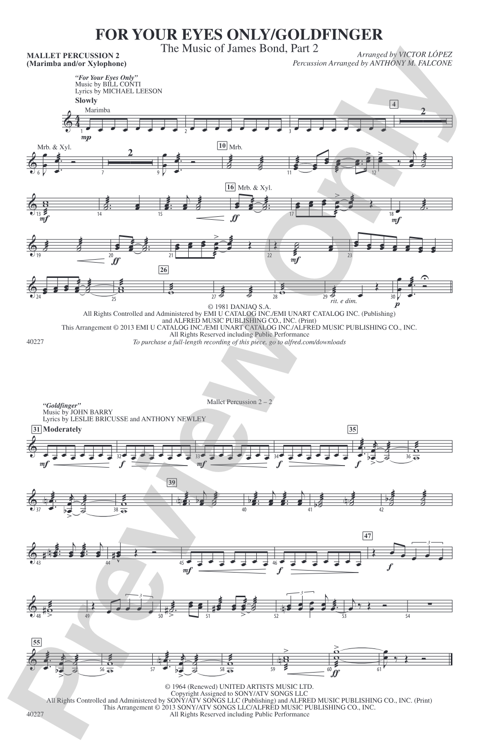 For Your Eyes Only / Goldfinger: 2nd Mallet Percussion