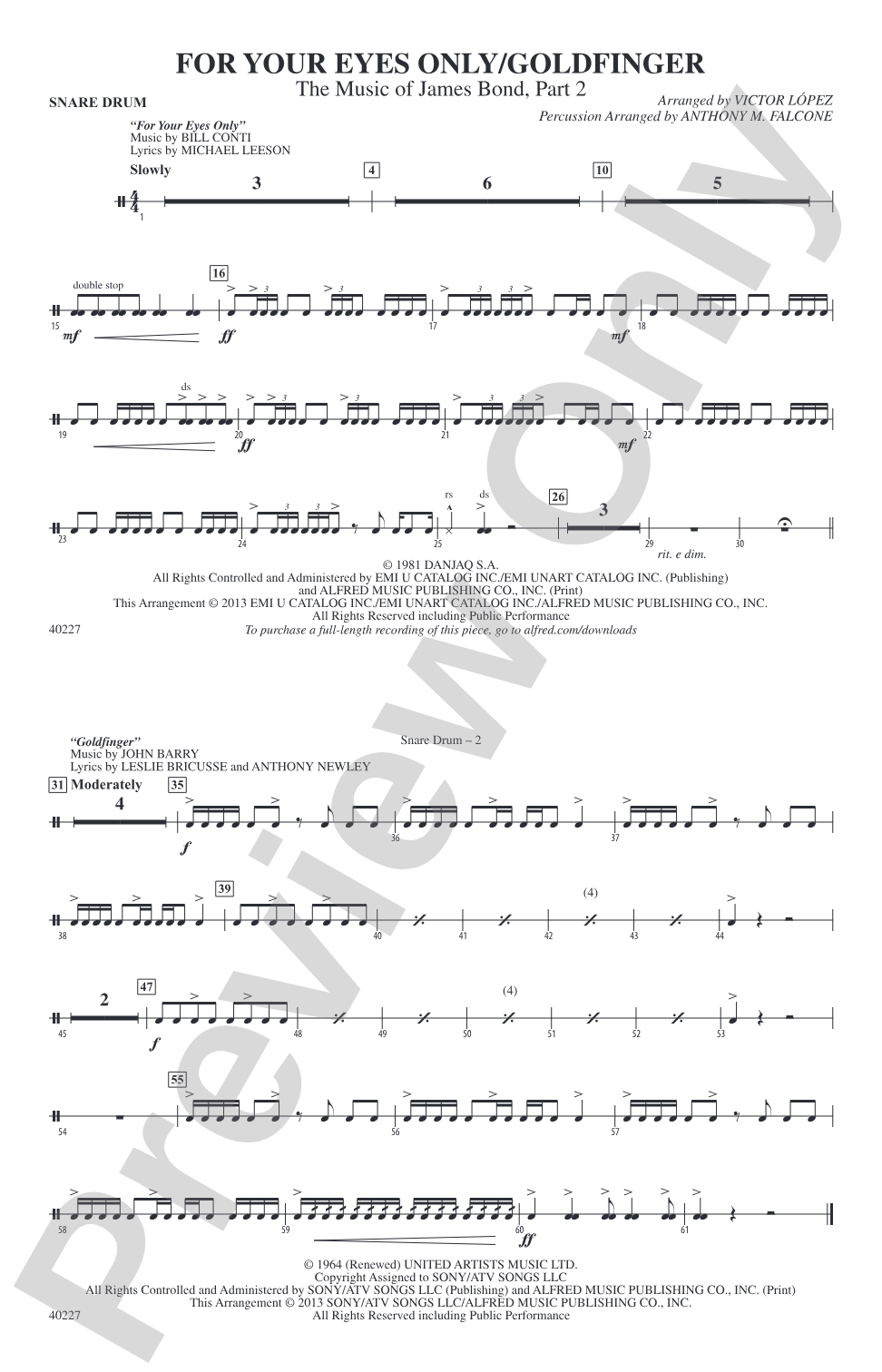 For Your Eyes Only / Goldfinger: Snare Drum