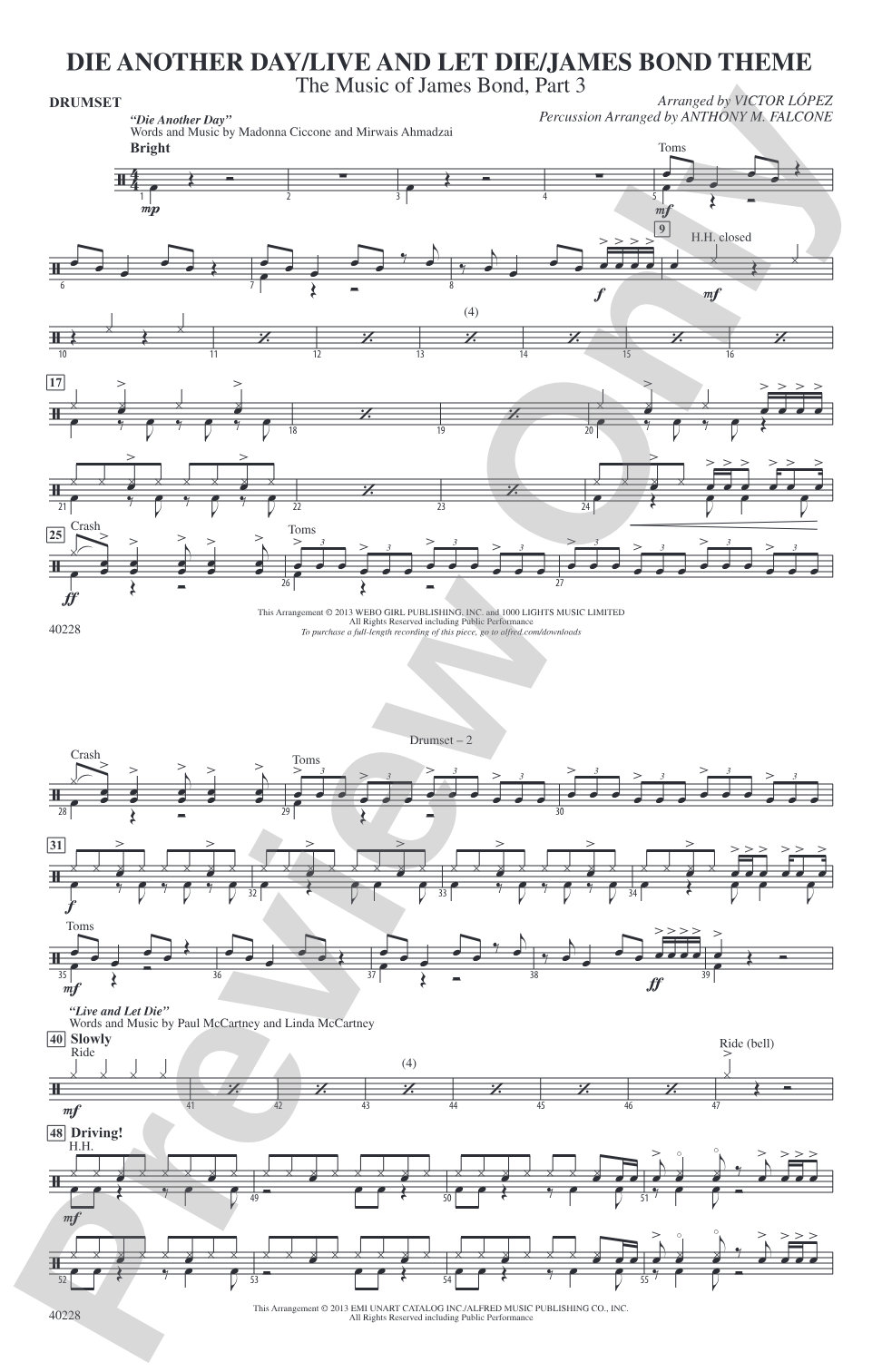 Die Another Day / Live and Let Die / James Bond Theme: Drumset