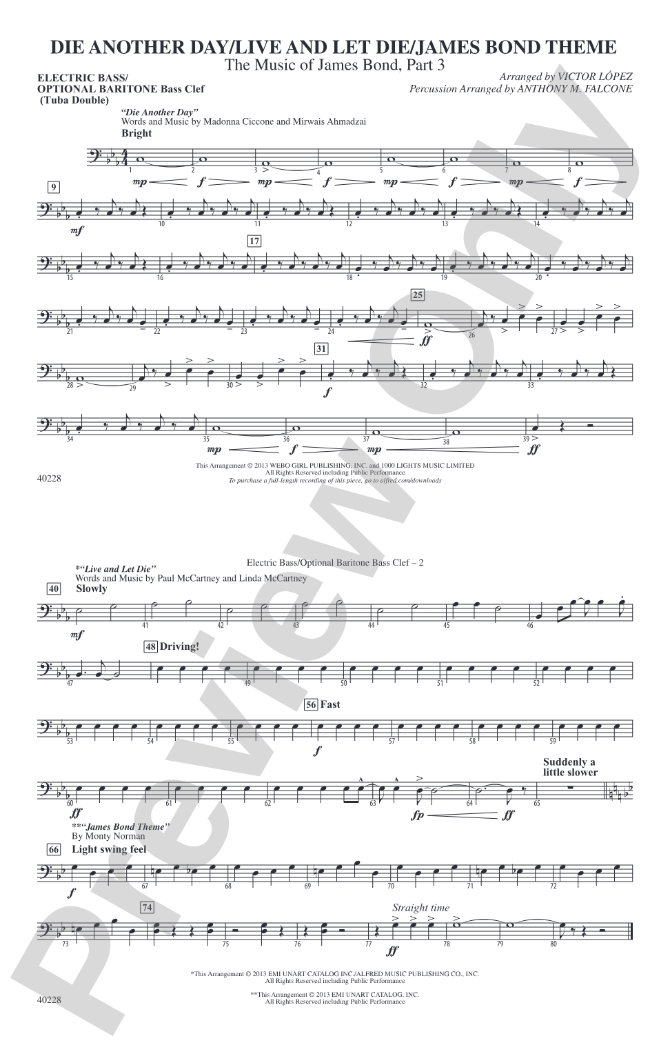 Die Another Day / Live and Let Die / James Bond Theme: Electric Bass