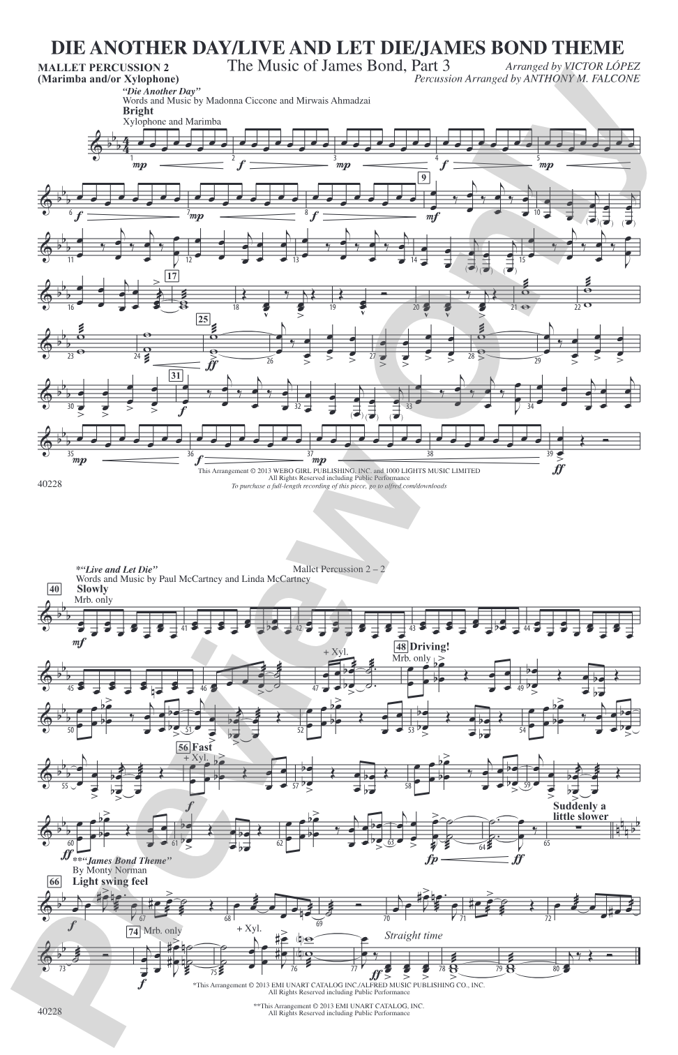 Die Another Day / Live and Let Die / James Bond Theme: 2nd Mallet Percussion