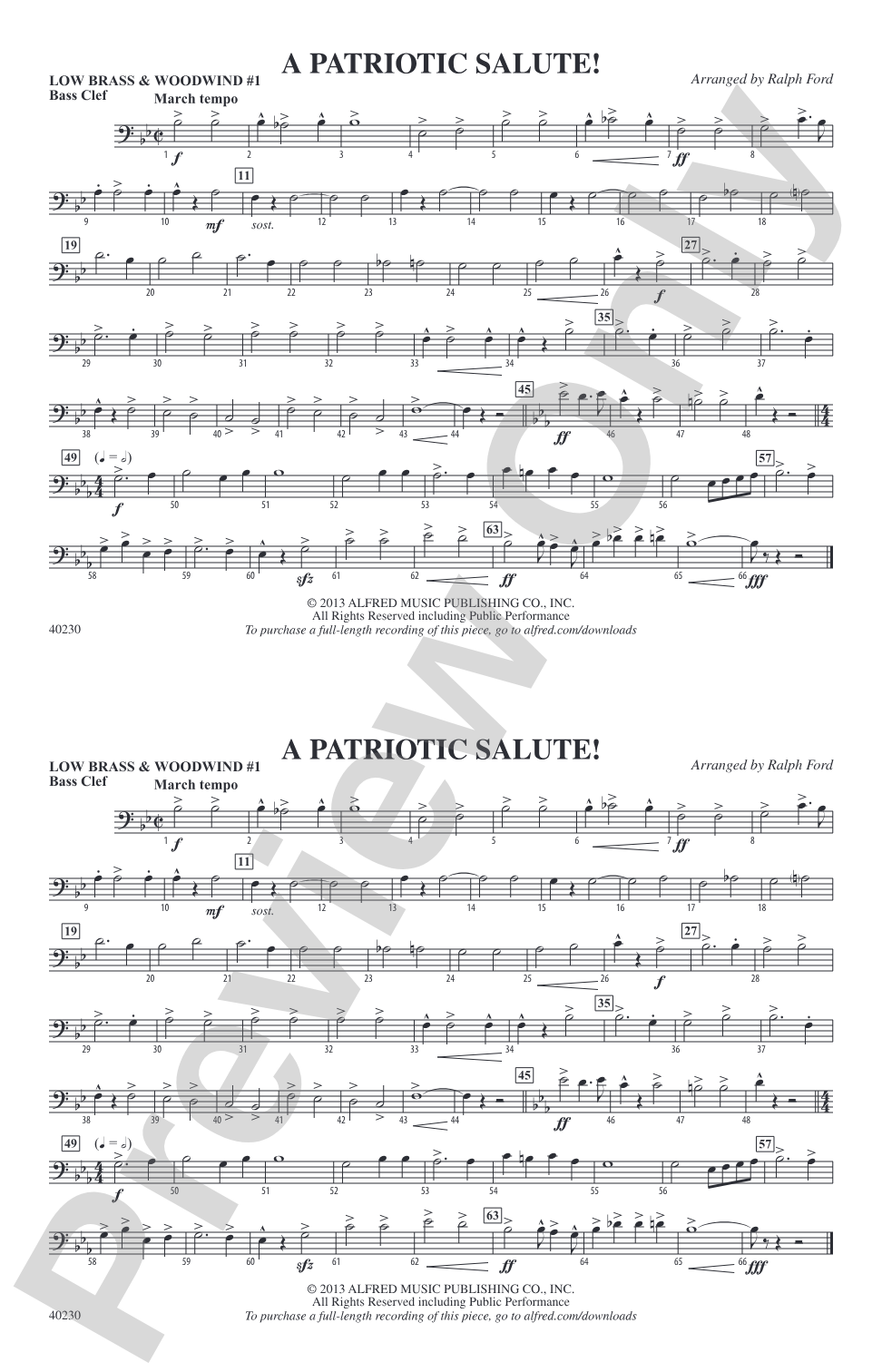 A Patriotic Salute!: Low Brass & Woodwinds #1 - Bass Clef