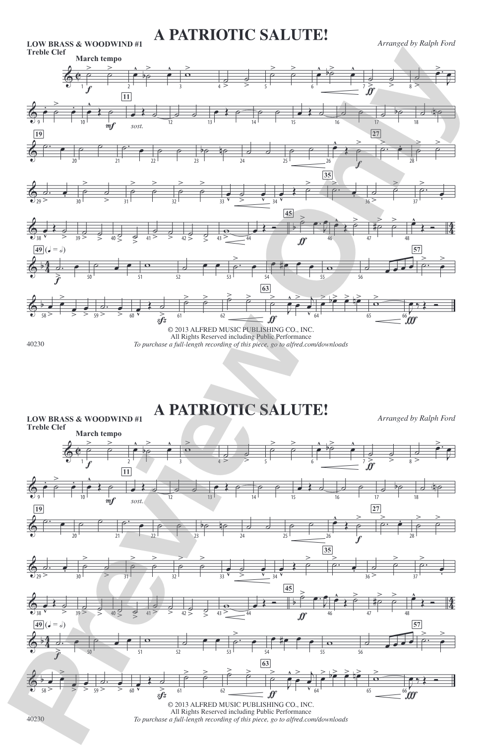 A Patriotic Salute!: Low Brass & Woodwinds #1 - Treble Clef
