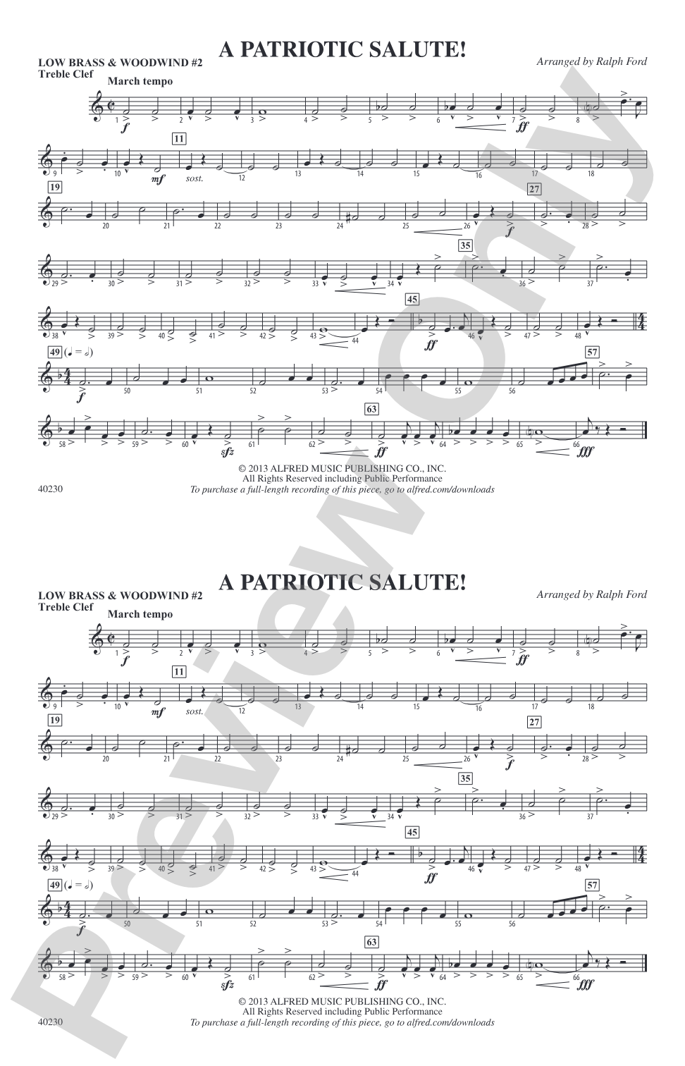 A Patriotic Salute!: Low Brass & Woodwinds #2 - Treble Clef