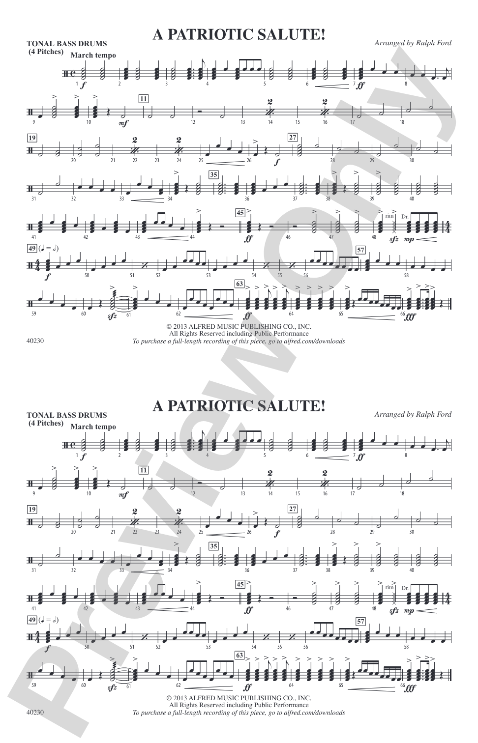 A Patriotic Salute!: Tonal Bass Drum