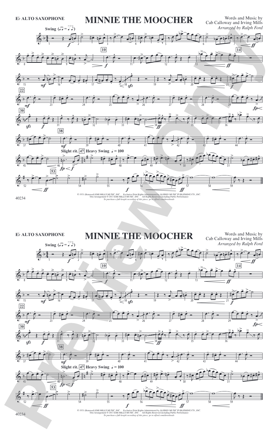 Minnie the Moocher: E-flat Alto Saxophone