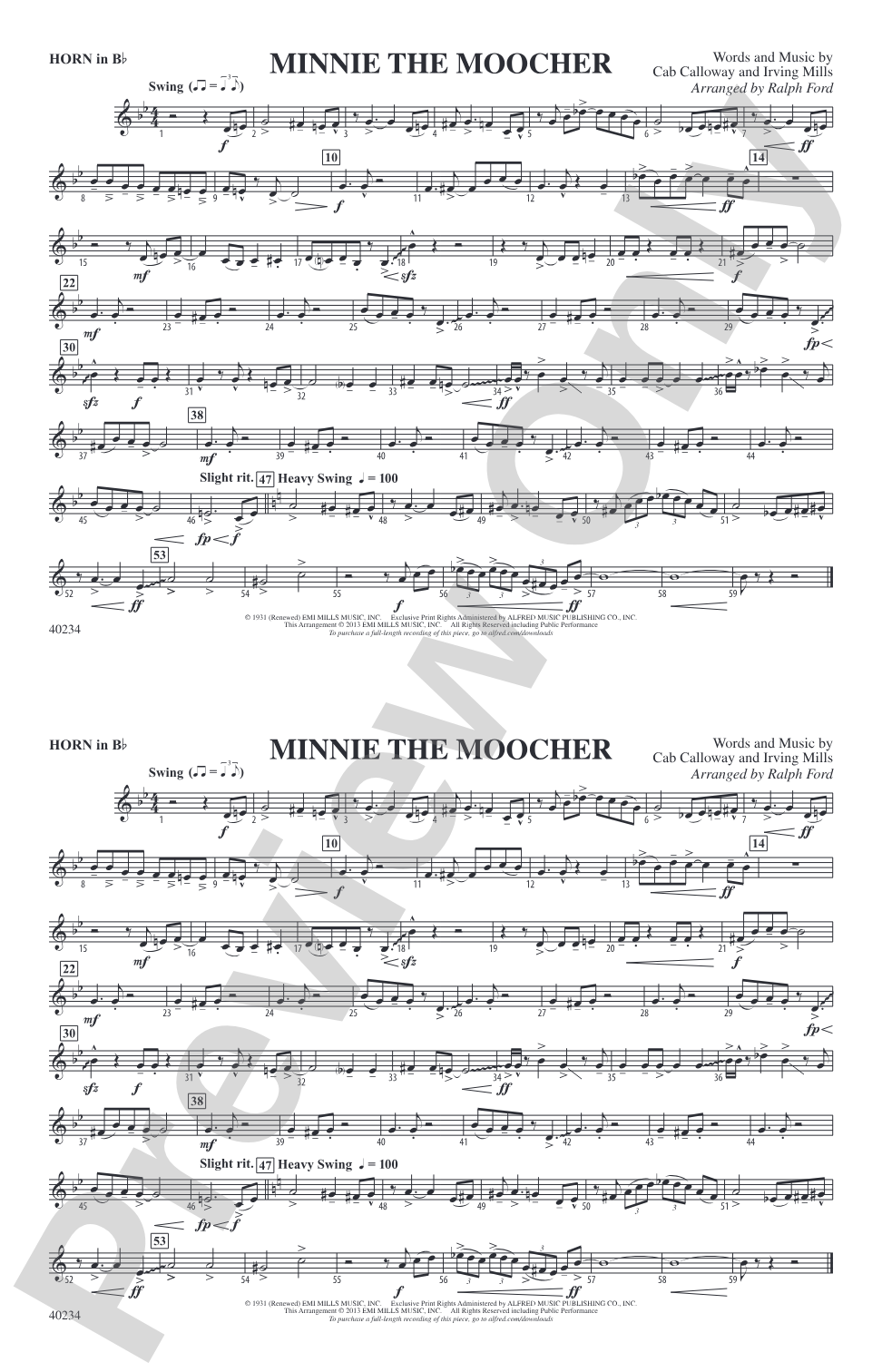 Minnie the Moocher: Horn in B flat