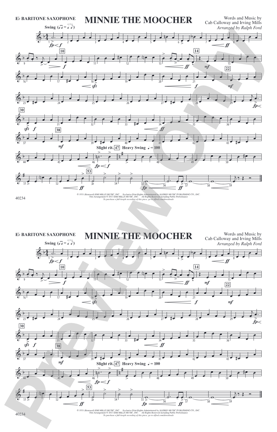 Minnie the Moocher: E-flat Baritone Saxophone