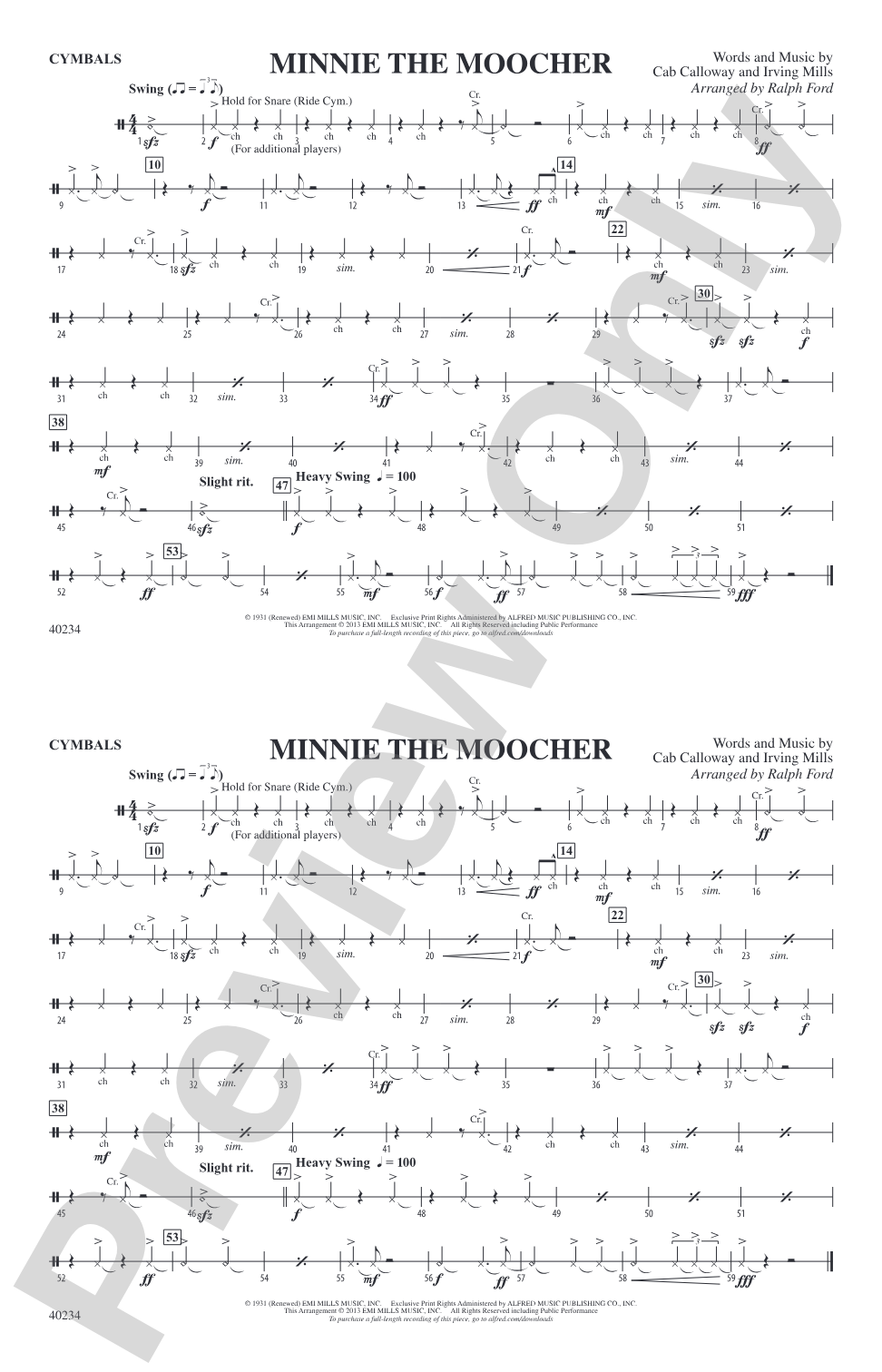 Minnie the Moocher: Cymbals