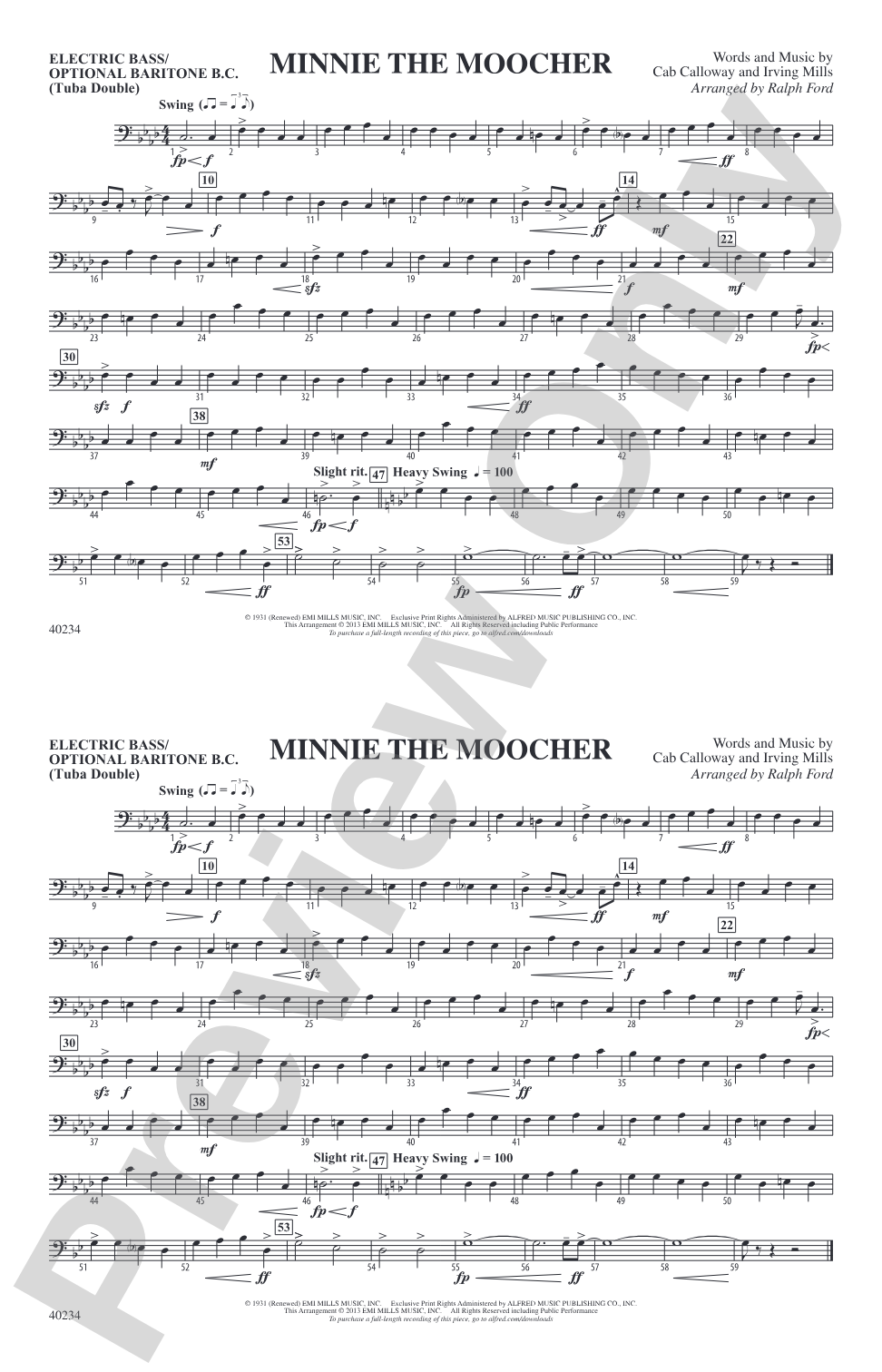 Minnie the Moocher: Electric Bass