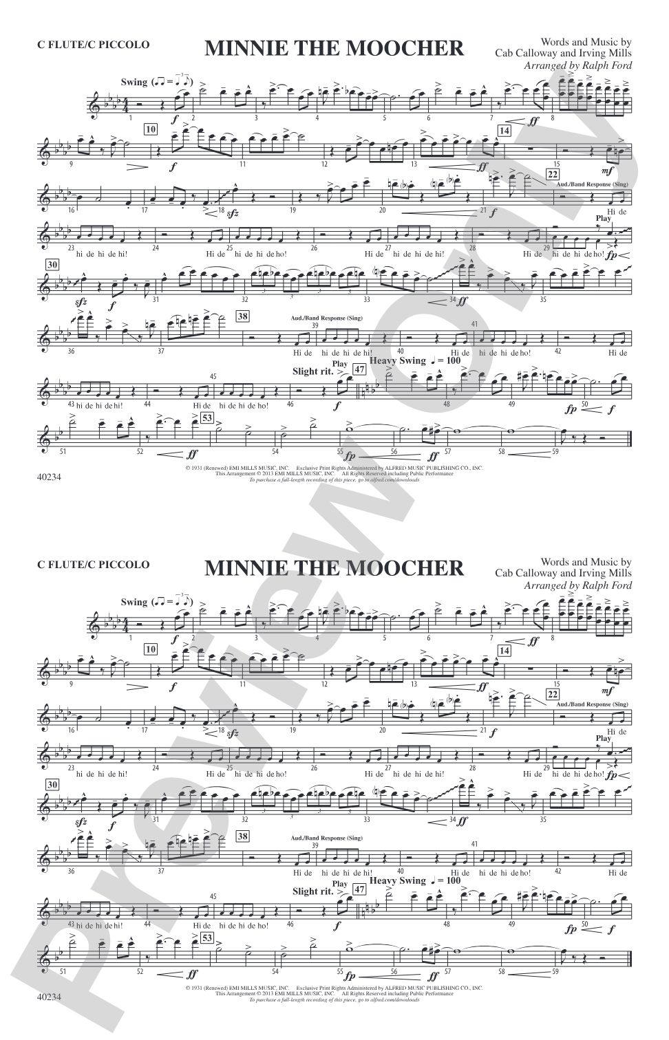 Minnie the Moocher: Flute