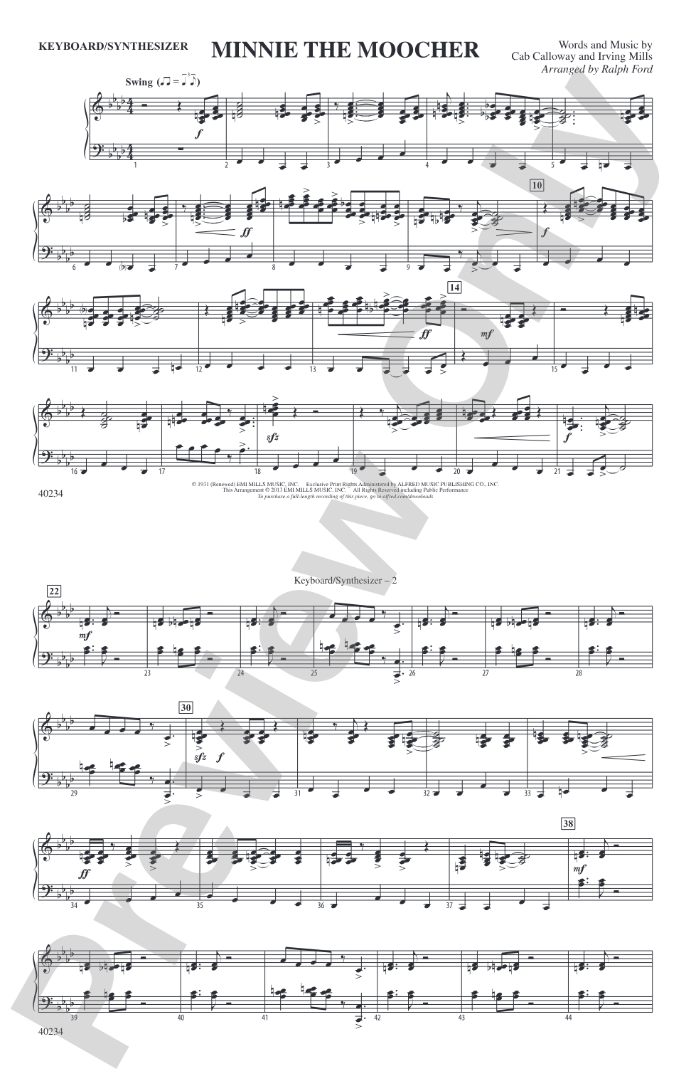 Minnie the Moocher: Keyboard/Synthesizer