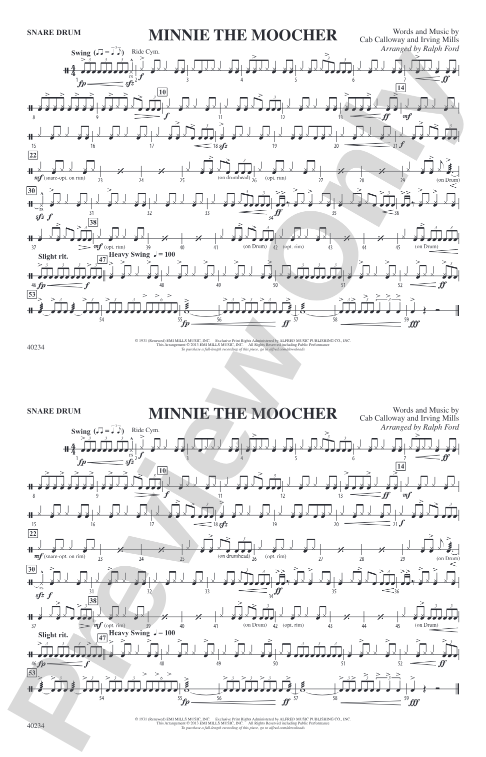 Minnie the Moocher: Snare Drum