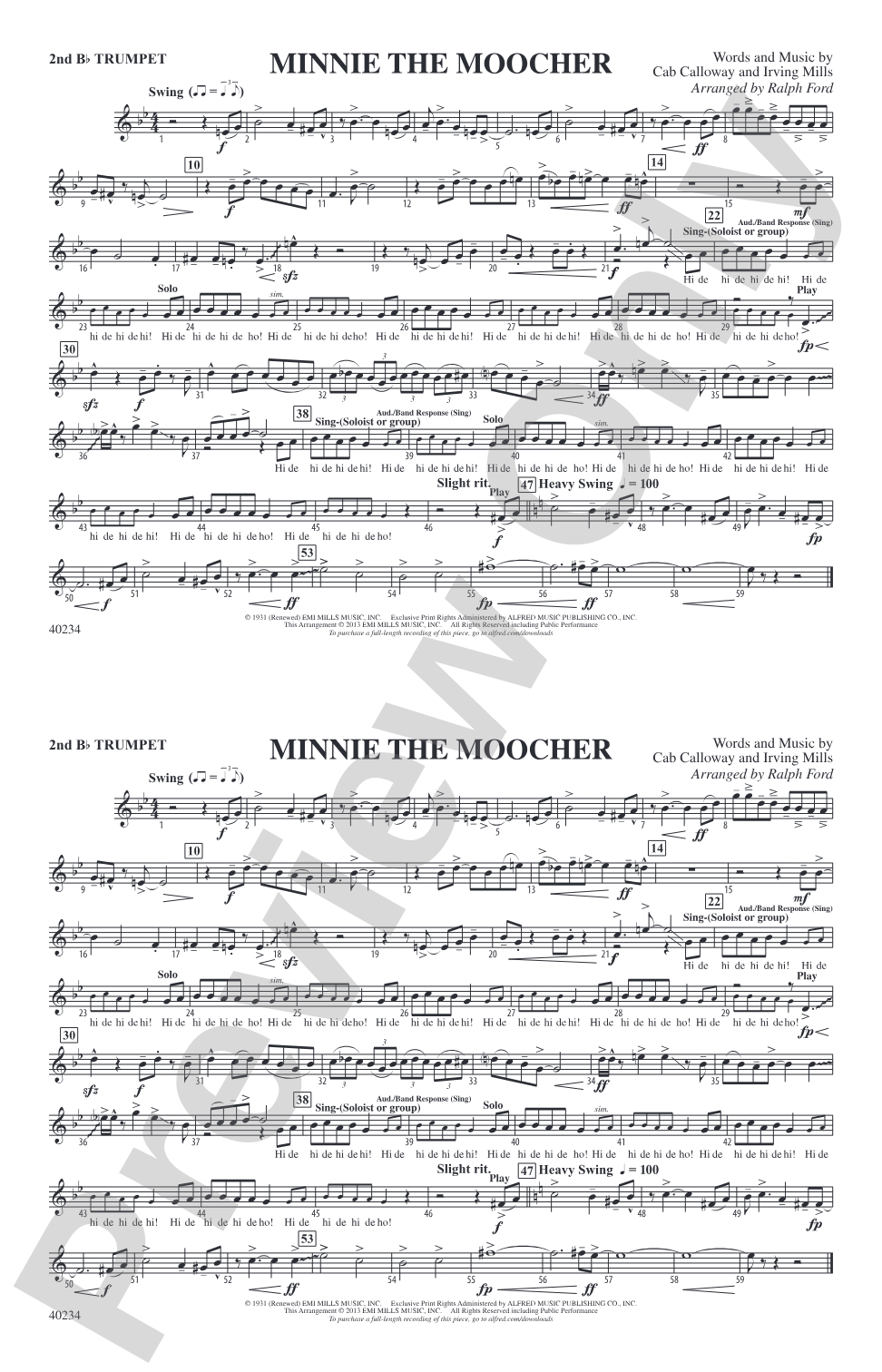 Minnie the Moocher: 2nd B-flat Trumpet