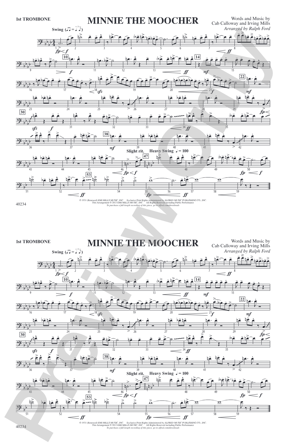 Minnie the Moocher: 1st Trombone