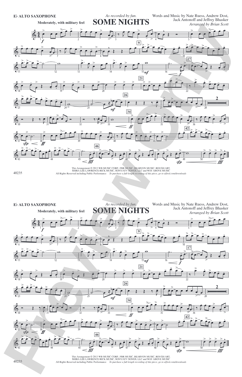 Some Nights: E-flat Alto Saxophone